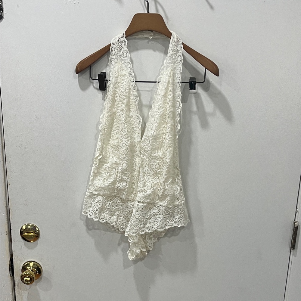 Active USA Ivory Lace Halter Top